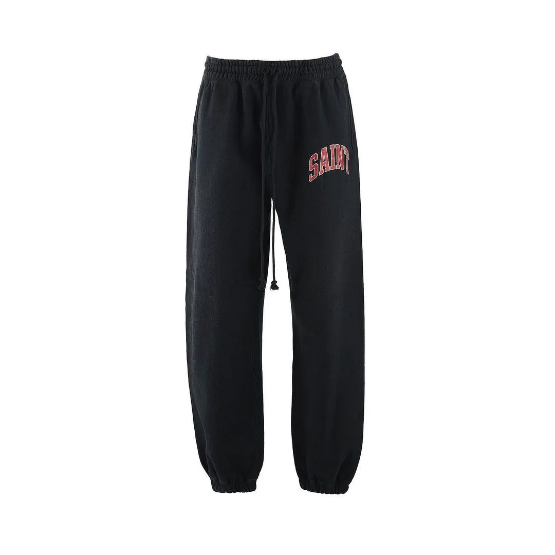 SAINT MICHAEL ARCH SAINT SET PANTS/BLACK The latest SAINT LOGO sweatpants, washed black/gray gray S-XL, custom woven and dyed, black surface and gray bottom fabric, same as the original version, original level straight cracking pulp, original cut and loose fit